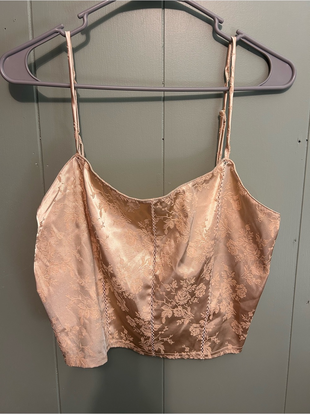 Victoria's Secret Vintage Rose Gold Floral Satin Tank